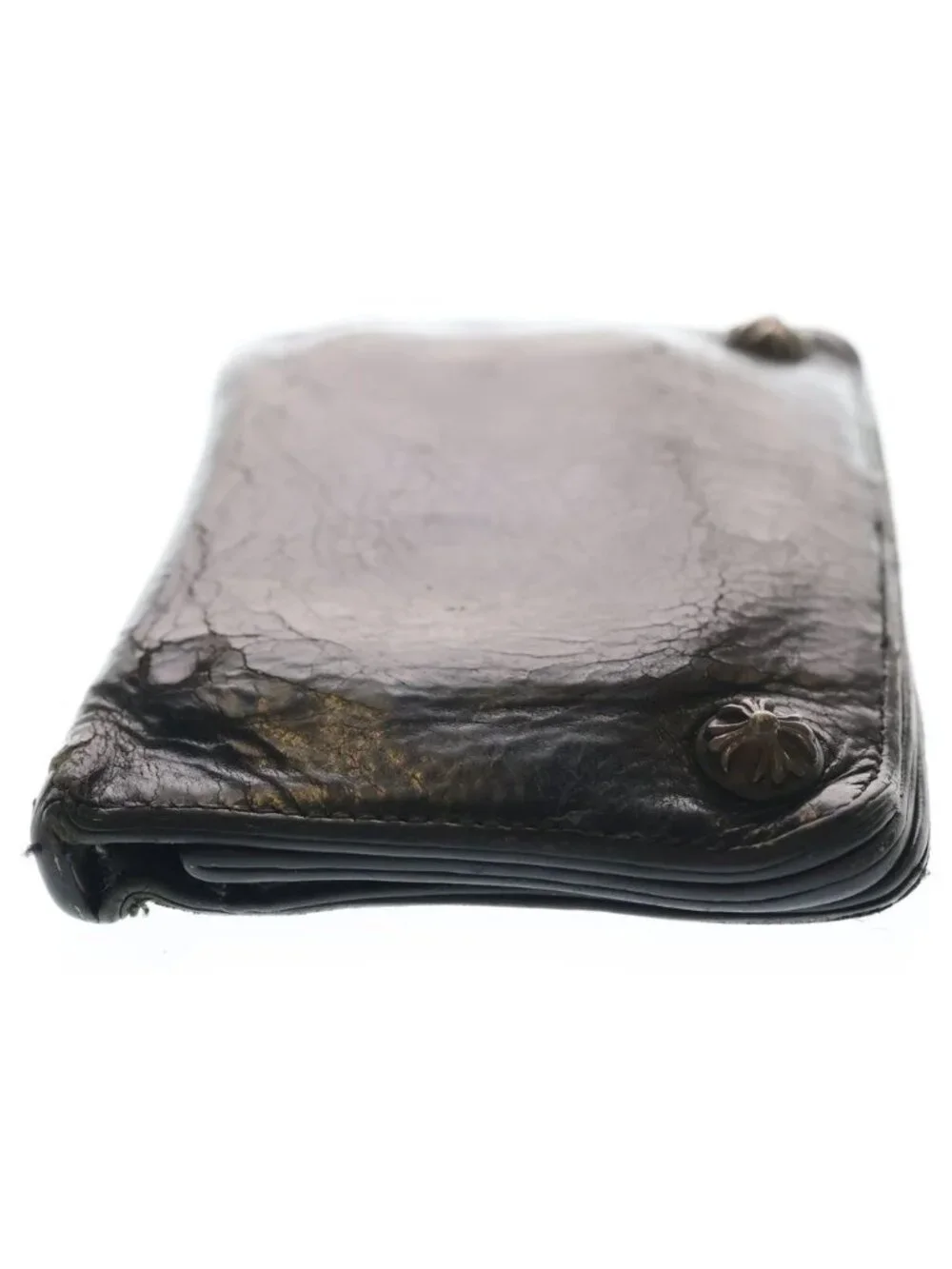 Chrome Hearts Cross Ball Button Leather Wallet Black